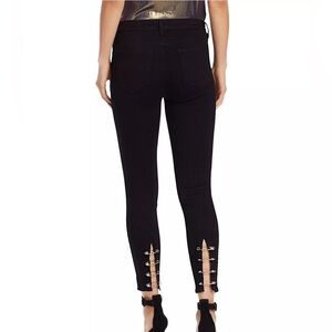 NWT L'Agence Black Nicolette High-Rise Ankle Skinny Safety Pin Jeans